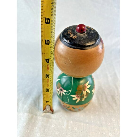 Vtg Japanese Wooden Bobble Head Nodder Kokeshi doll 5.5” T - Rare - unsigned - Picture 5 of 7